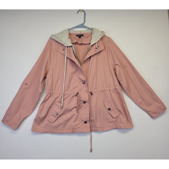 Torrid Jacket Womens 0 or L Pink Coastal Utility Hooded Casual Layering Sporty - Picture 10 of 16